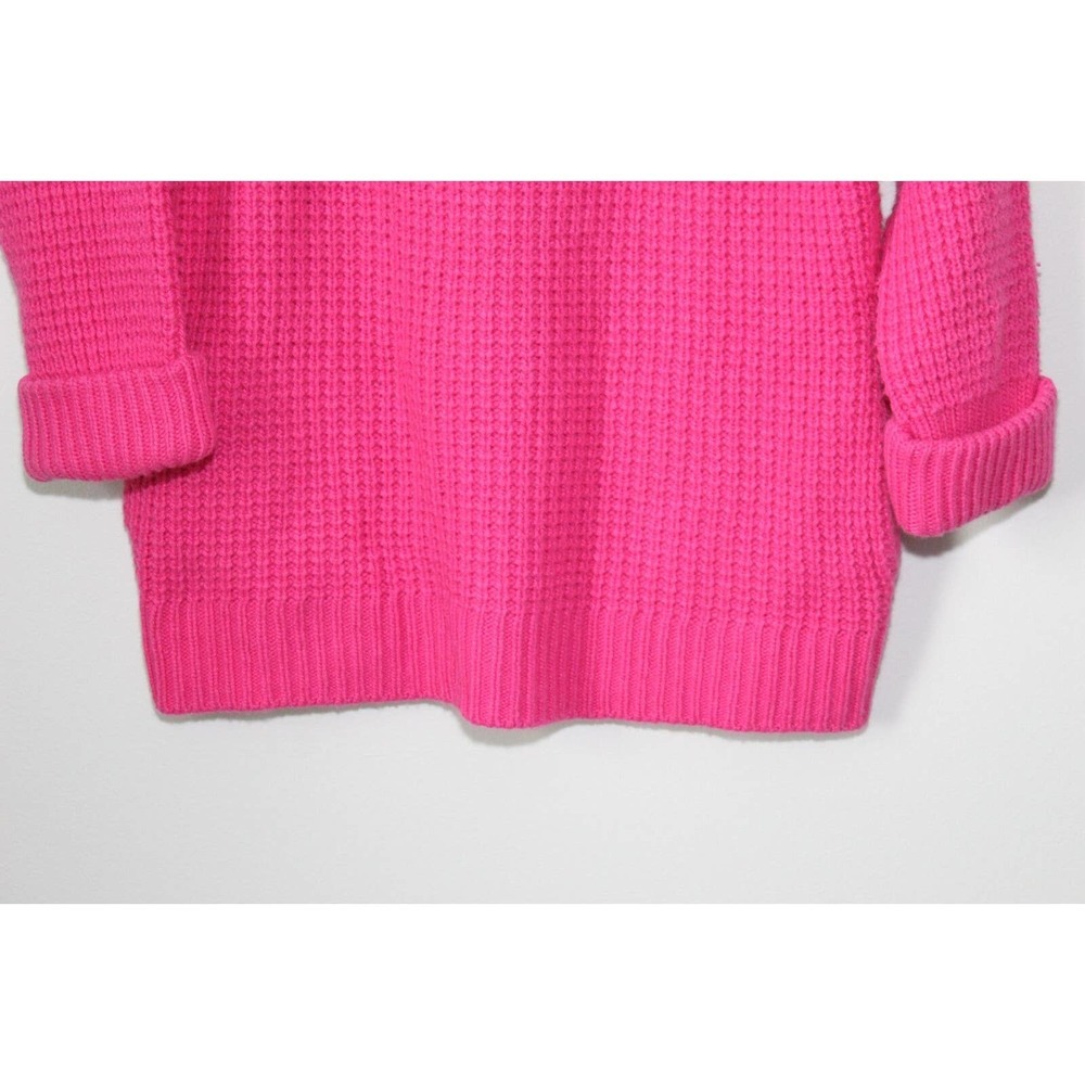 Garnet Hill Waffle Knit Crewneck Cashmere Wool Sweater Pink Pockets Size Small - Picture 4 of 16